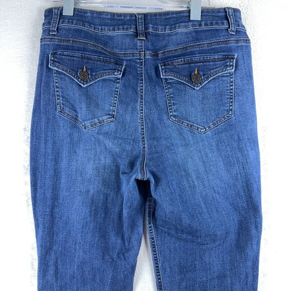 Time and Tru Bootcut Jeans Embroidered Pockets Womens Dark Tint Size 14 - Picture 3 of 11